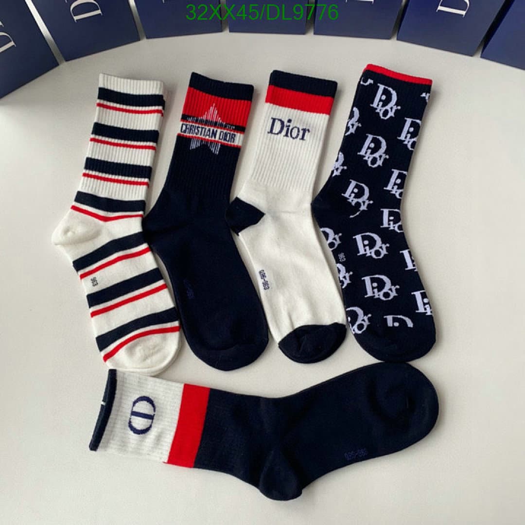 Christian Dior Ribbed Cotton Socks with Dior Logo - view 2