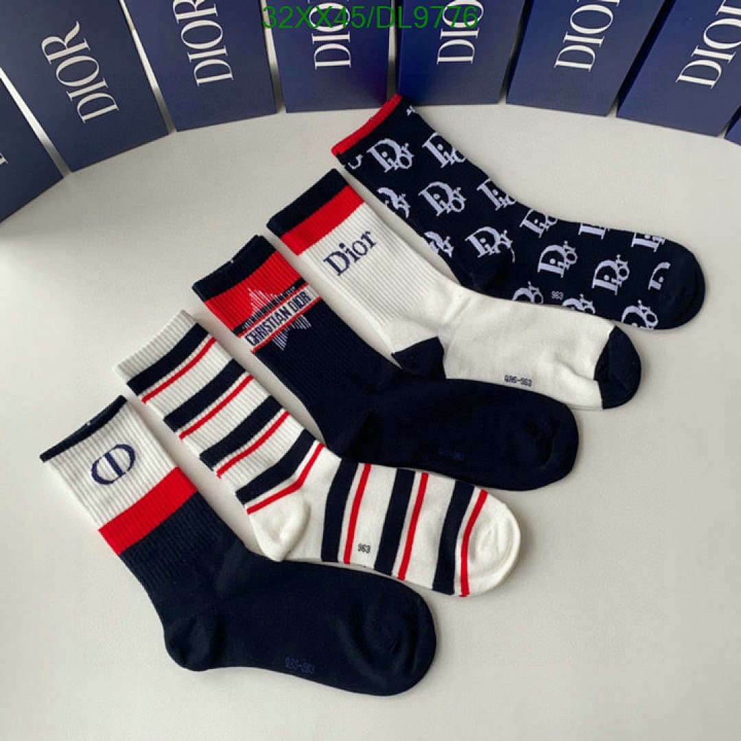 Christian Dior Ribbed Cotton Socks with Dior Logo - view 3