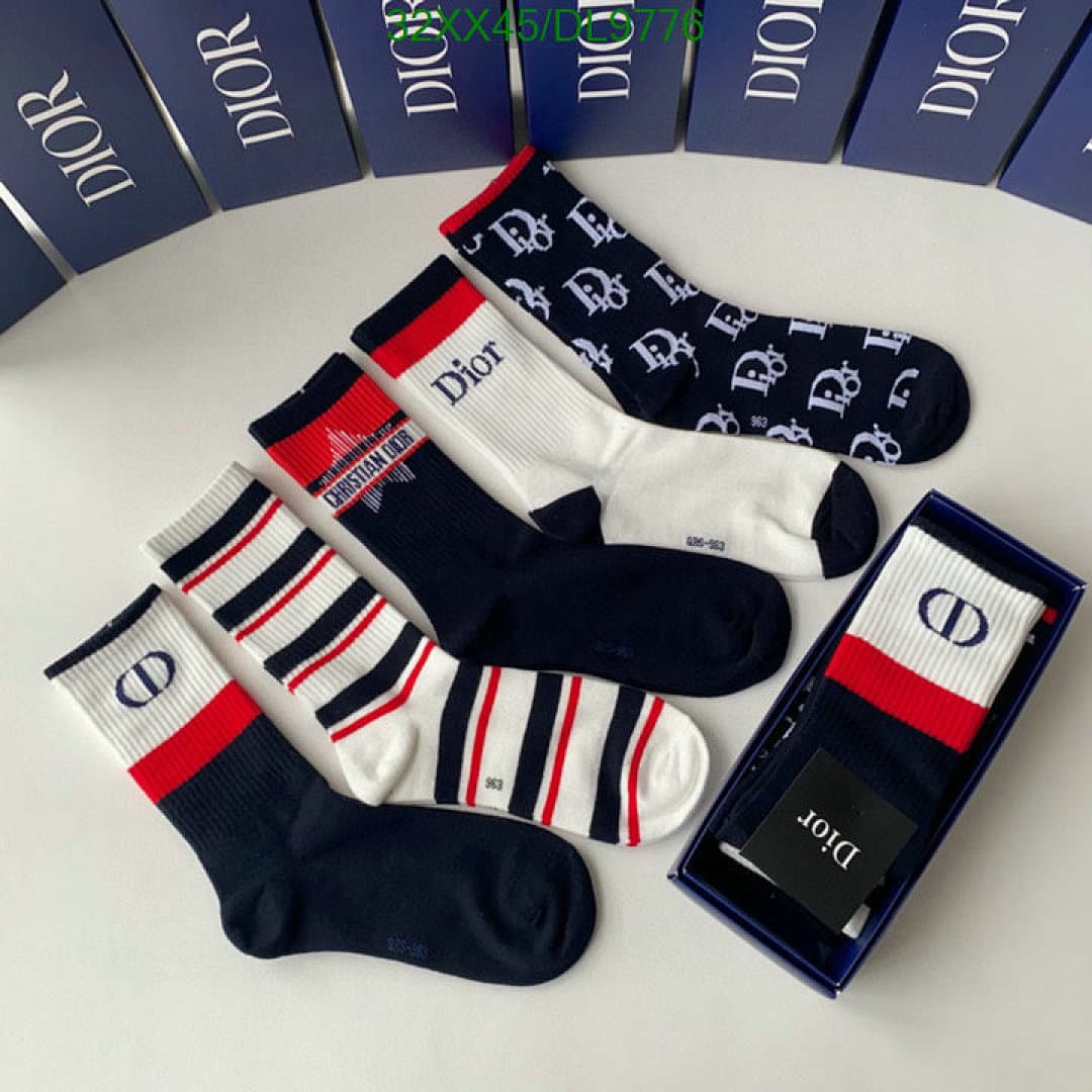 Christian Dior Ribbed Cotton Socks with Dior Logo - view 4
